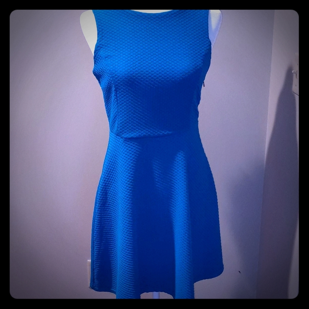 Esley turquoise fitted knit dress